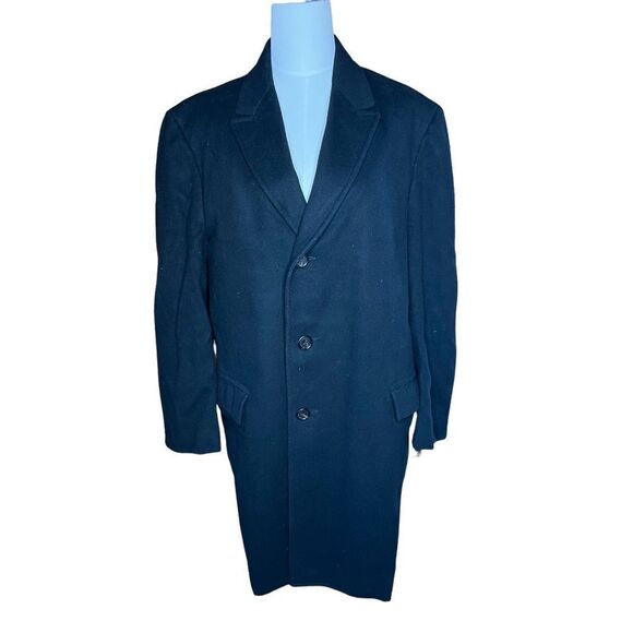VTG Majestic Crown Amalgamated Clothing Union Men’s Black Wool Overcoat Medium - Picture 1 of 6